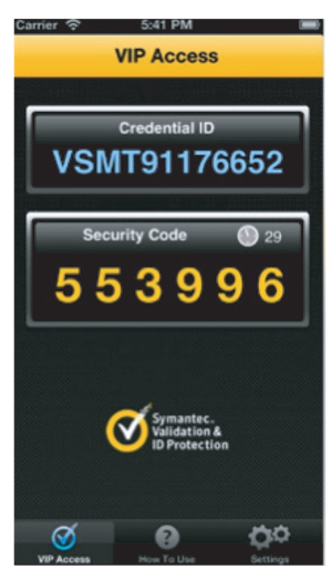 update vip access credential id